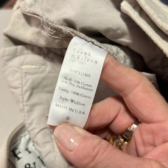 Frank & Eileen Tan Hemp Blend Cropped Wicklow Trouser Size 0 - Picture 7 of 8